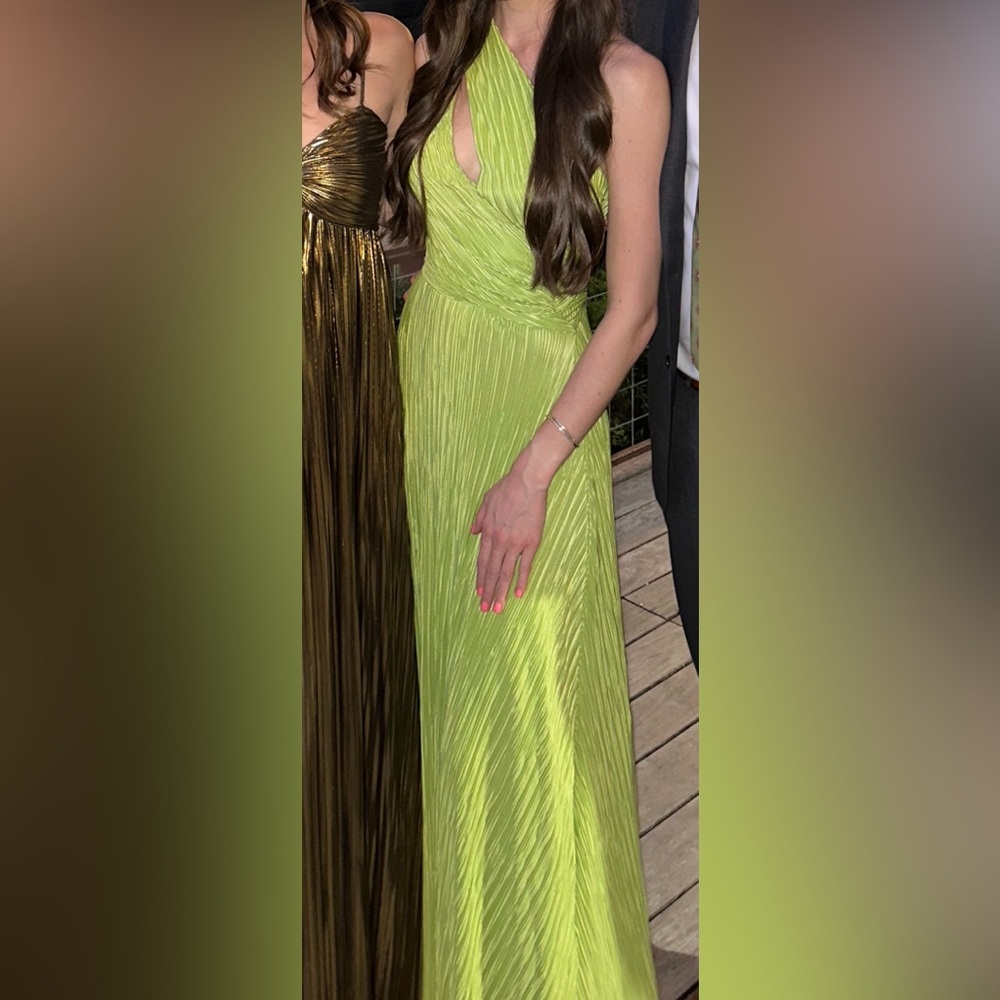 Lime Green One Shoulder Pleated Formal Dress